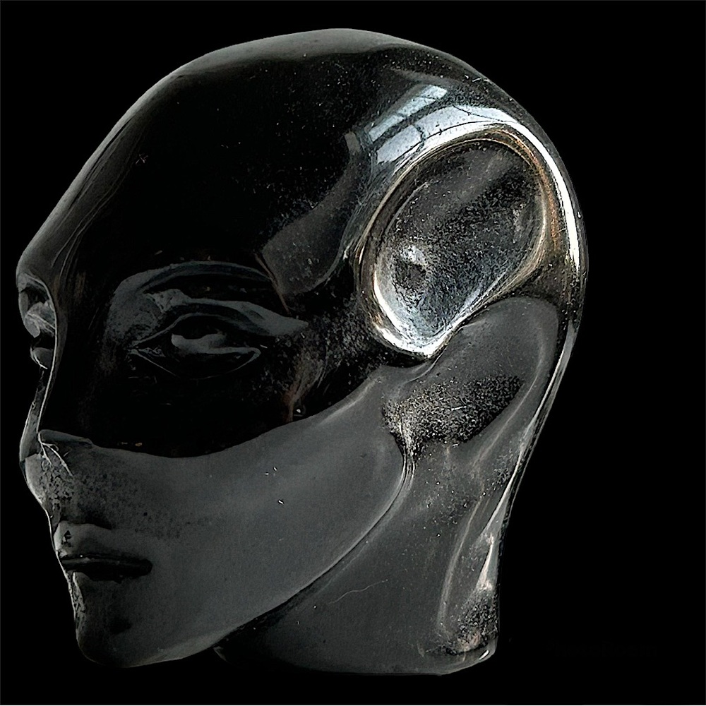 🛸👽Mini Obsidian  Alien Head Carving 👽🛸
